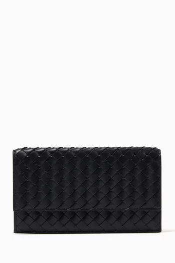 Piccolo Zip Card Case in Intrecciato Leather