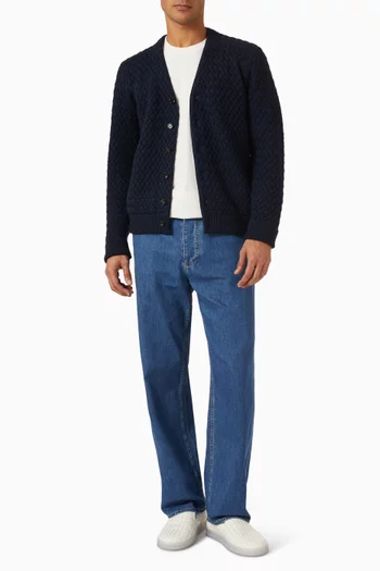 V-neck Cardigan in Intrecciato Wool