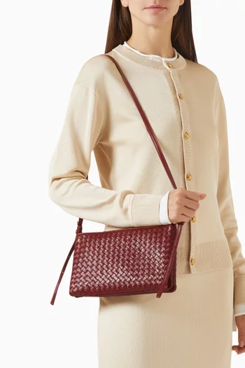 Medium Piccolo Crossbody Pouch in Intrecciato Leather