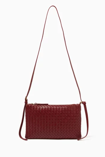 Medium Piccolo Crossbody Pouch in Intrecciato Leather