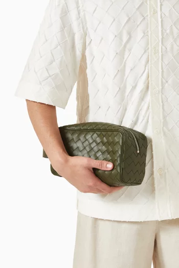 Travel Pouch in Intrecciato Leather
