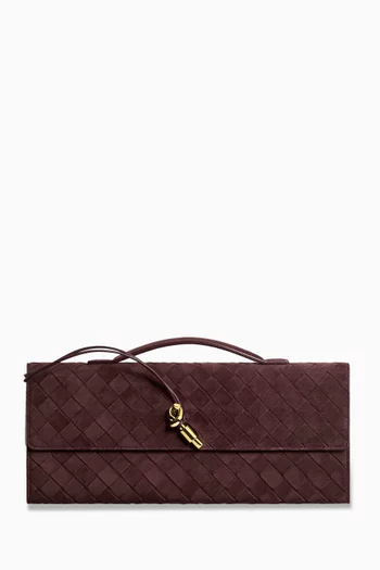 Andiamo Clutch in Intrecciato Suede