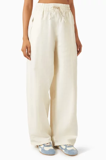 Compact Wide-leg Pants in Cotton Toile