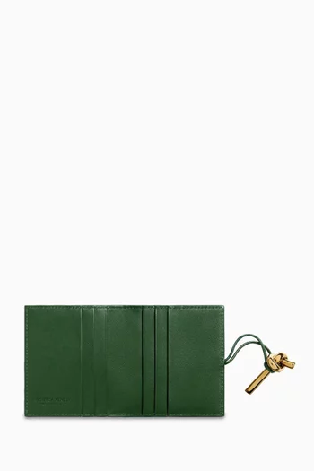 Andiamo Flap Card Case in Intrecciato Leather