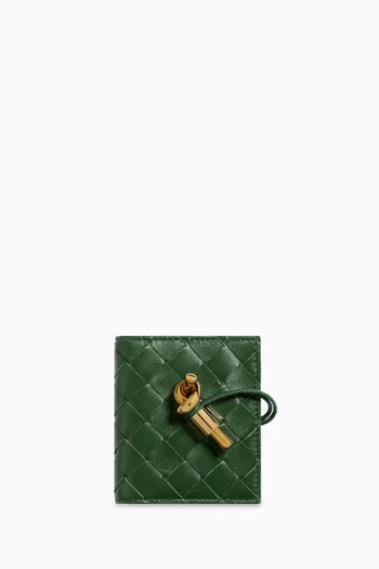 Andiamo Flap Card Case in Intrecciato Leather