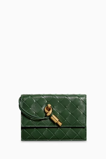Andiamo Zip Card Case in Intrecciato Leather