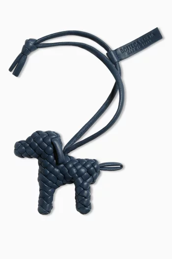 Dog Charm in Intreccio Leather
