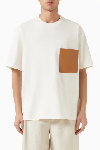 Leather Pocket T-shirt in Cotton-jersey