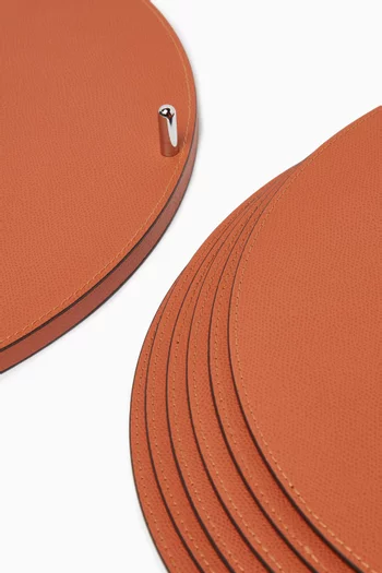 David Round Placemat Holders in Leather, Set of 6