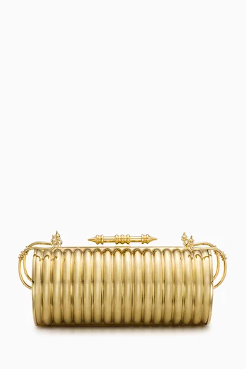 Felucca Striped Clutch in 18kt Gold-plated Brass
