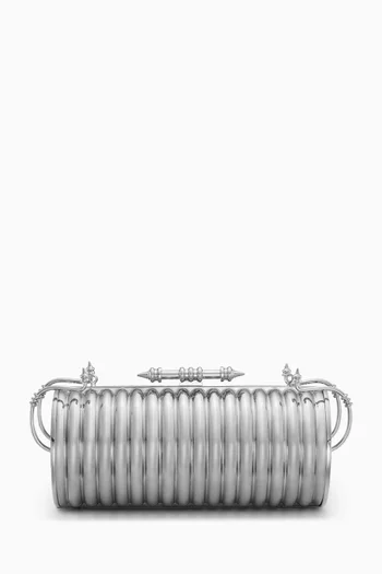 Felucca Striped Clutch in Palladium-plated Brass