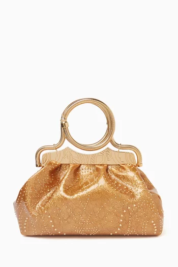 Stud Bangle Clutch in Cowhide Leather