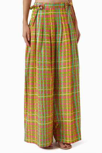 Banyan Pleated Snap Pants in Silk Habotai