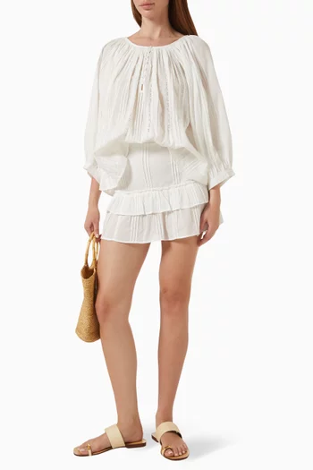 Cinch Back Mini Skirt in Cotton