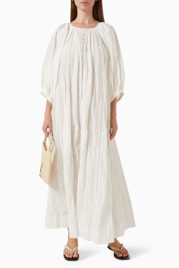 Shirred Half Placket Dress in Cotton