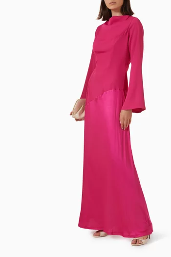 Contrast Dress in Twill