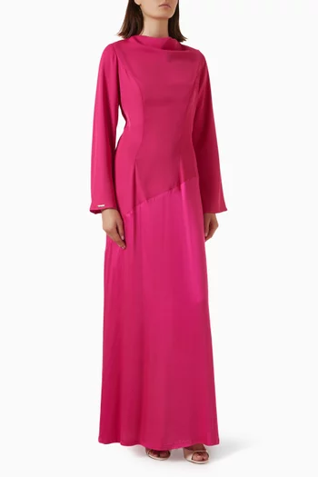 Contrast Dress in Twill