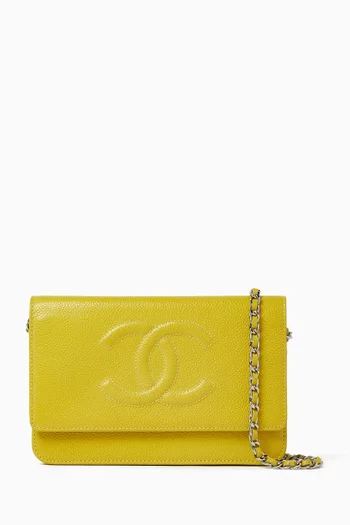 2014 CC Wallet on Chain in Caviar Leather