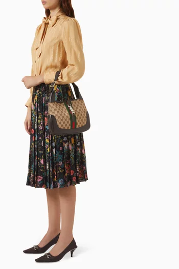Classic GG Monogram Jackie Bag in Canvas & Grained Leather