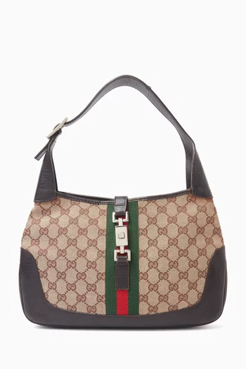 Classic GG Monogram Jackie Bag in Canvas & Grained Leather
