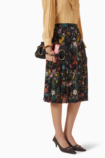 GG Monogram Horsebit Shoulder Bag in Canvas & Satin
