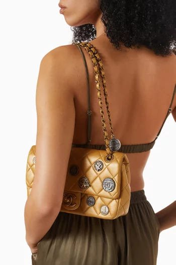 2014 Coin Medallion Medium Flap Shoulder Bag in Lambskin Leather