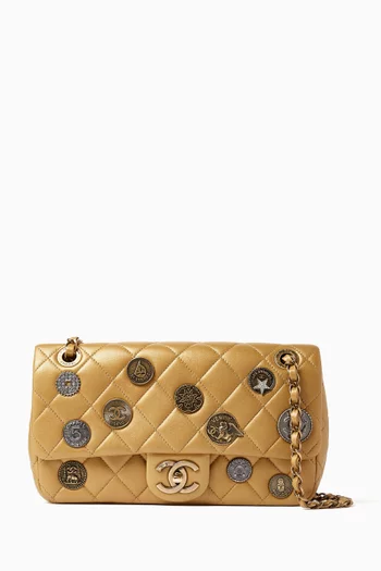 2014 Coin Medallion Medium Flap Shoulder Bag in Lambskin Leather