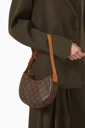 2000s Croissant PM Shoulder Bag in Coated Canvas & Vachetta Leather
