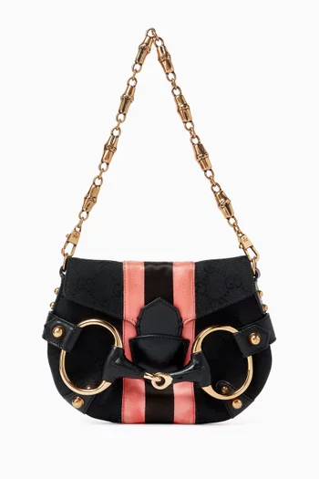 Mini Tom Ford Horsebit Shoulder Bag in Canvas, Leather & Satin