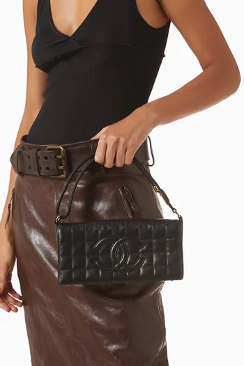 2000s East West Chocolate Bar Shoulder Bag in Lambskin Leather