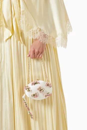 Floral Beaded Oval Clutch