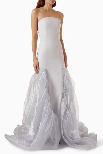 Strapless Trumpet Gown in Organza & Crepe