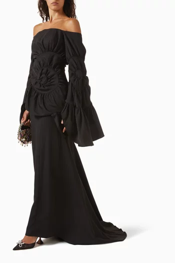 Off-shoulder Gown in Crepe