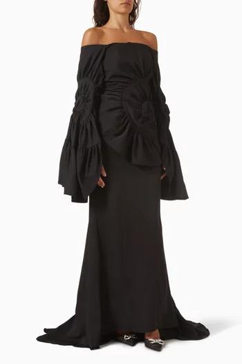 Off-shoulder Gown in Crepe