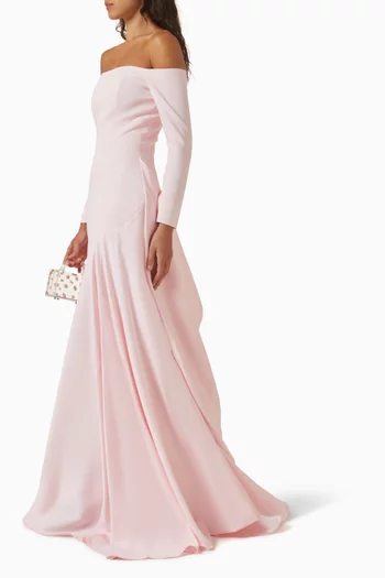 Off-shoulder Drape Gown in Crepe