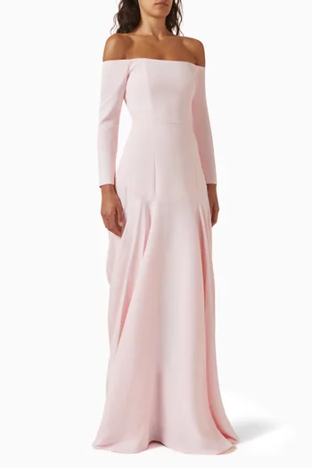 Off-shoulder Drape Gown in Crepe