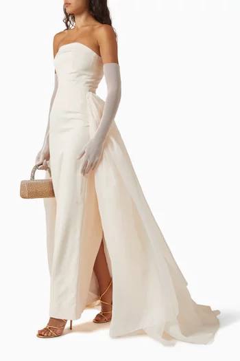 Strapless Gown in Crepe & Organza