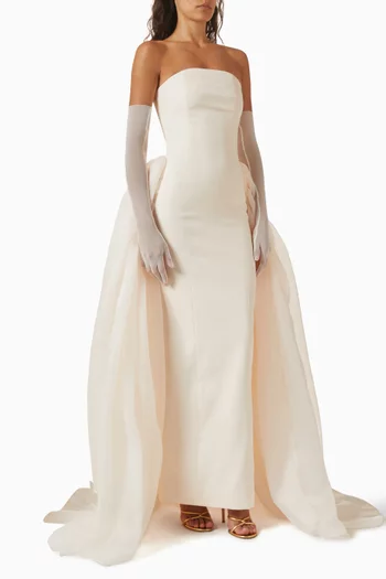 Strapless Gown in Crepe & Organza