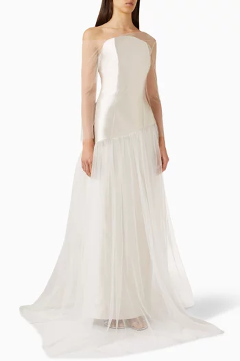 One-shoulder Gown in Mikado