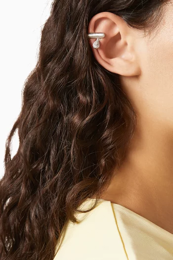 Diamond Right Ear Cuff in Brushed 18kt White Gold