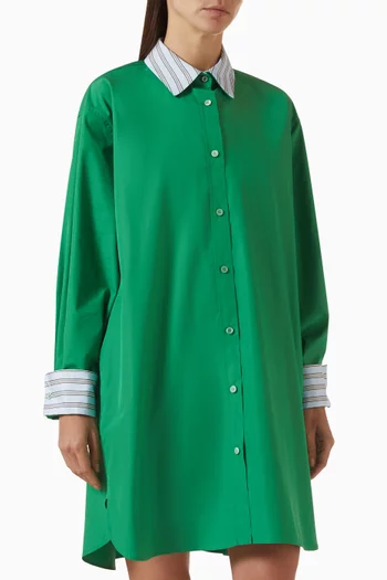Stripe-collar Shirt Dress