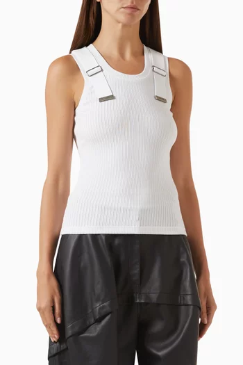Belt Detail Ribbed Tank Top
