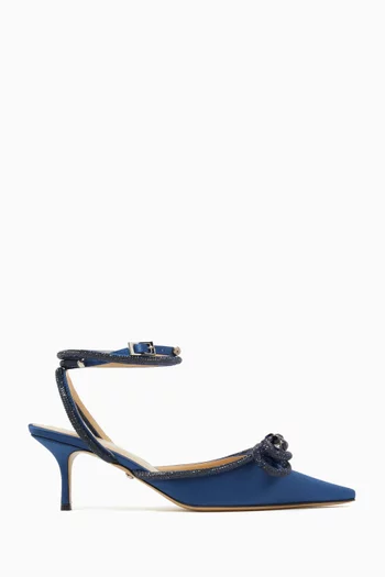 Double Bow 65 Slingback Pumps in Satin