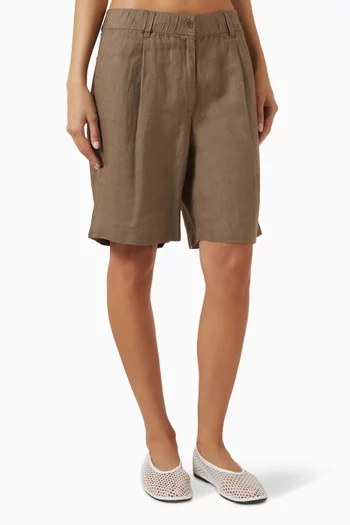 Rii High-waist Walking Shorts in Linen