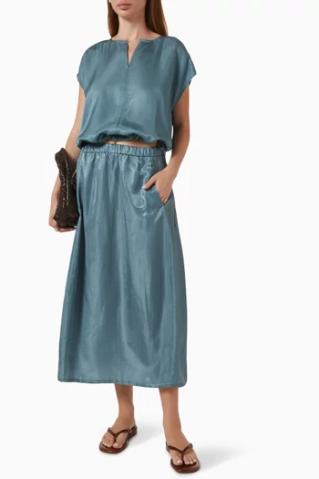 Lantern Maxi Skirt in Satin