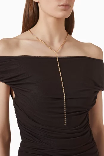Mini Baguette Lariat Necklace in 18kt Gold-plated Brass