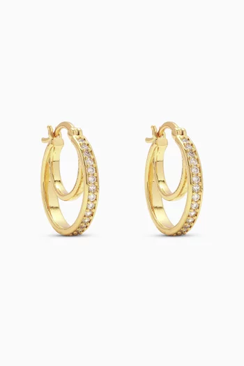 Park Avenue Double Hoops Earrings in 18kt Gold-plated Brass