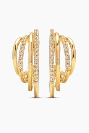 Aura Tripple Hoop Earrings in 18kt Gold-plated Brass