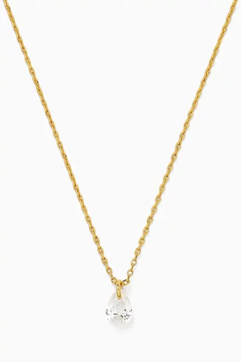 Mini Pear Drop Diamond Neckalce in 18kt Gold-plated Brass