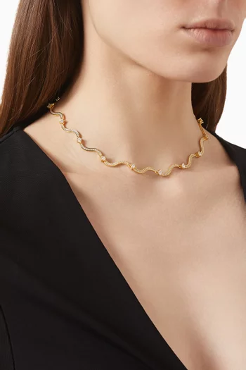 Swirl Tennis Necklace in 18kt Gold-plated Brass